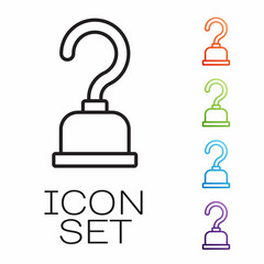 Black line Pirate hook icon isolated on white background. Set icons colorful. Vector