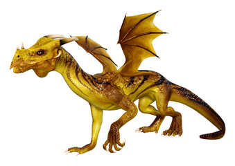 3D Rendering Fairy Tale Dragon on White