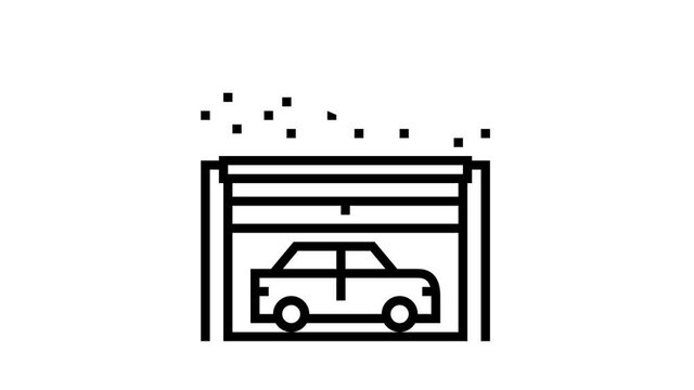 underground car parking animated line icon. underground car parking sign. isolated on white background