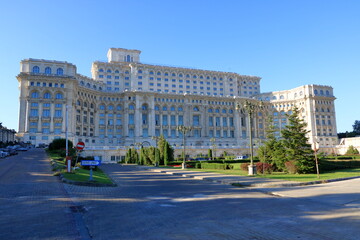 Fototapeta na wymiar Facade of the Parliament Palace in Bucharest