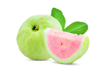 Guava fruit isolated on white background .