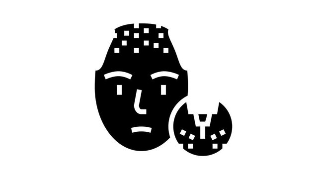 baldness disease animated glyph icon. baldness disease sign. isolated on white background