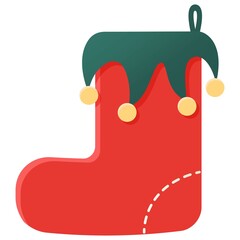 red christmas stocking sock with bells