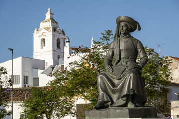statue of Infante D. Henrique, also known as Prince Henry the Navigator, located in the historic...