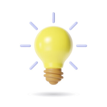 simple 3d light bulb vector icon, idea concept illustration