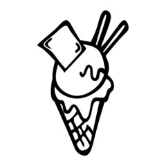 ice cream cone of dessert hand drawn illustration