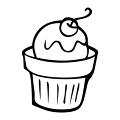 ice cream cup of dessert hand drawn illustration