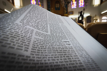 jerusalem-isreal. 03-06-2021. close up image, with a wide angle lens of the Gemara - a Jewish Torah...