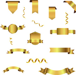 A set of various gold vector ribbons