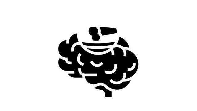stroke brain problem animated glyph icon. stroke brain problem sign. isolated on white background