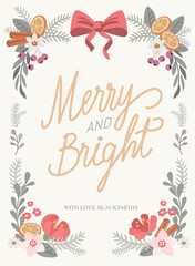 Vector Christmas frame with flower fir branches and place for text.