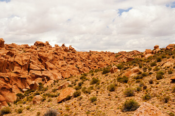 Oddly shaped rock  in the desert of Bolivia