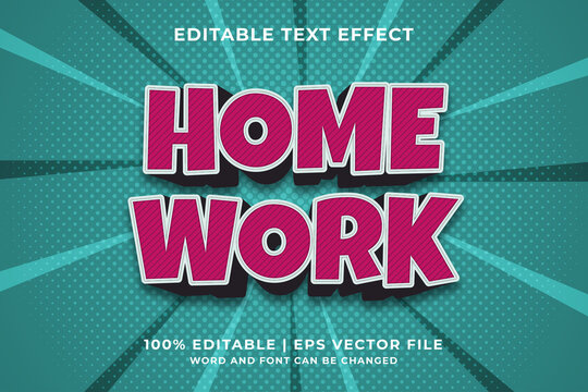 Editable text effect - Home Work 3d template style premium vector