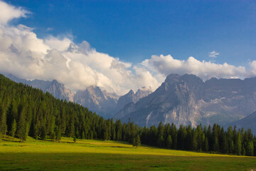 Fototapeta na wymiar resort town in the highlands of the Dolomites of Italy, Cortina d Ampezzo