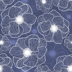 Pattern Vector Anemones Wildflower Graphic Flowers. Anemone floral botanical flowers. Wild spring leaf wildflower.