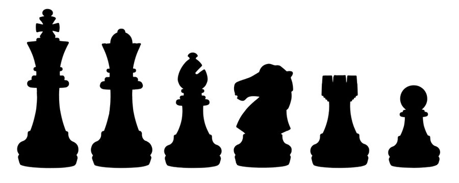 White king and queen chess pieces on white background Stock Photo