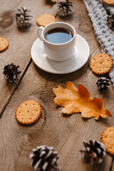 food, coffee and cookies, autumn and leaves