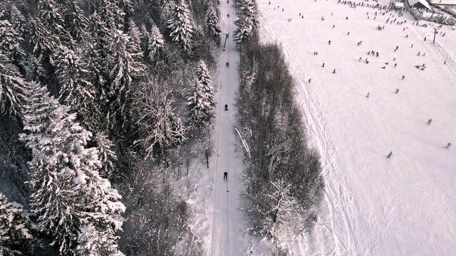 aerial view of ski slope
