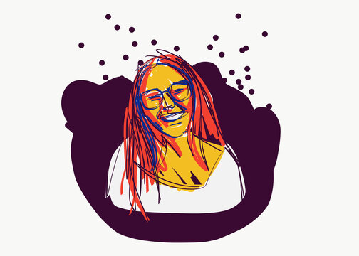Vector illustration of smiling woman in eyeglasses