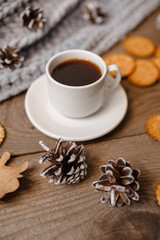 food, coffee and cookies, autumn and leaves