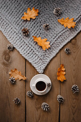 food, coffee and cookies, autumn and leaves