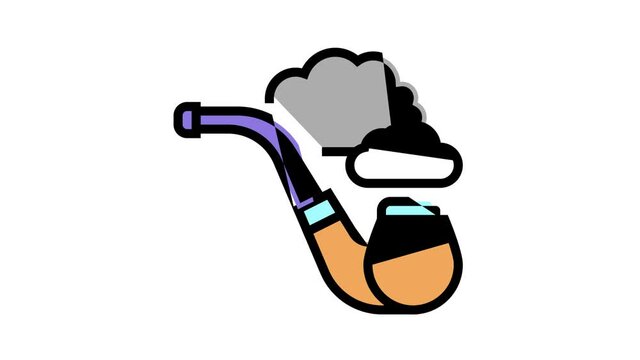 smoking pipe mens leisure animated color icon. smoking pipe mens leisure sign. isolated on white background