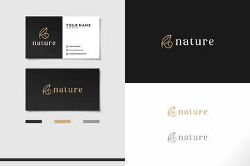 Beauty wellness logo spa simple minimalist icon nature care women young elegant with business card design set.