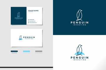 Penguin logo simple minimalist business card set modern design.