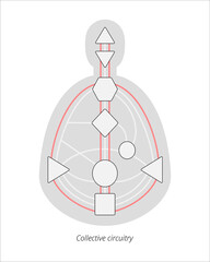 Human design bodygraph with collective circuitry. Human design rave chart vector illustration