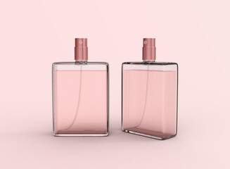 3d Set of Two Pink Perfume Bottles