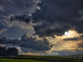 Naklejka na ściany i meble Stormy skies over yorkshire moorland