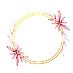 Watercolor gold floral wreath template