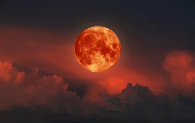 Crédence de cuisine en verre imprimé Pleine lune blood moon concept of a red full moon in black sky with cloud.