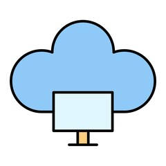 Vector Cloud Computing Filled Outline Icon Design