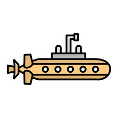 Vector Submarine Filled Outline Icon Design