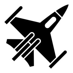 Vector Fighter Jet Glyph Icon Design