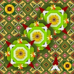 Gnome Christmas pattern with flower