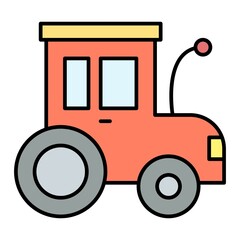 Vector Toy Tractor Filled Outline Icon Design