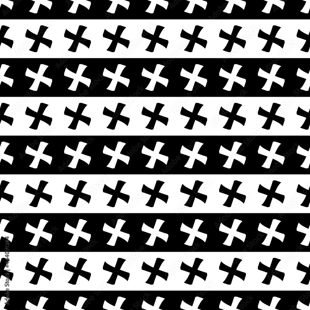 Poster white and black lines with opposite crosses. vector seamless and simple.