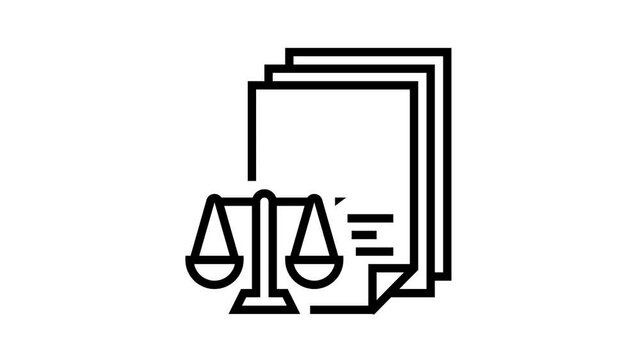 bureaucracy law dictionary animated line icon. bureaucracy law dictionary sign. isolated on white background