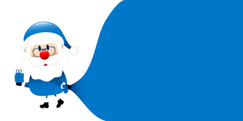 Blauer Weihnachtsmann Zieht Sack Vorwärts Hintergrund Weiß