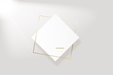 Abstract modern geometric white background. Paper cut style with golden lines.