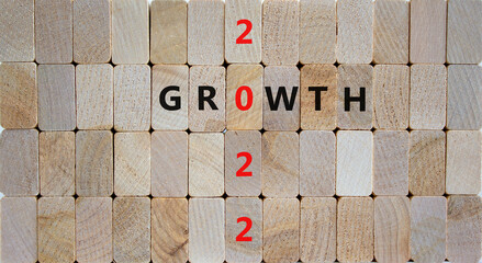 Planning 2022 growth new year symbol. Wooden blocks with words 'Growth 2022'. Beautiful wooden background, copy space. Business, 2022 growth new year concept.