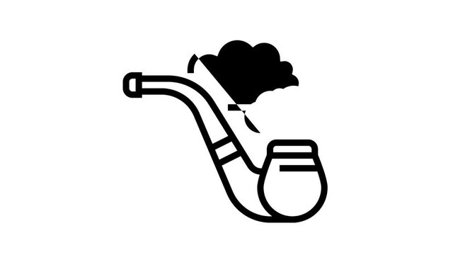 smoking pipe mens leisure animated line icon. smoking pipe mens leisure sign. isolated on white background