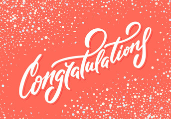 Congratulations. Vector handwritten lettering greeting card.