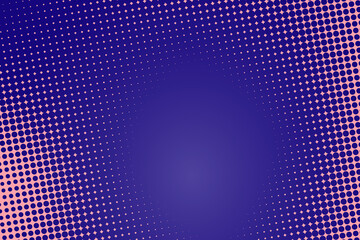 Pop art colorful comics book magazine cover. Polka dots blue and pink background. Cartoon funny dotted retro pattern. Vector halftone illustration. Template design for poster, card, flyer