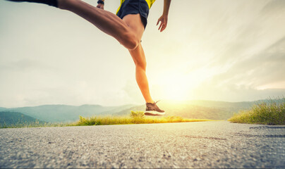 Man running in the nature. Healthy lifestyle concept.