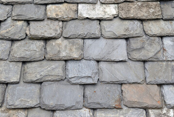 Close Up of Old Grey Slate Roofing Tiles