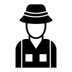 Vector Fisherman Glyph Icon Design