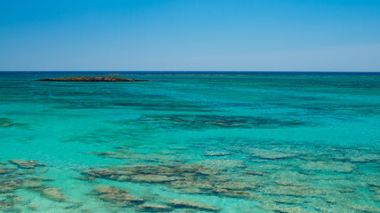beautiful transparent sea on the island of elafonisi